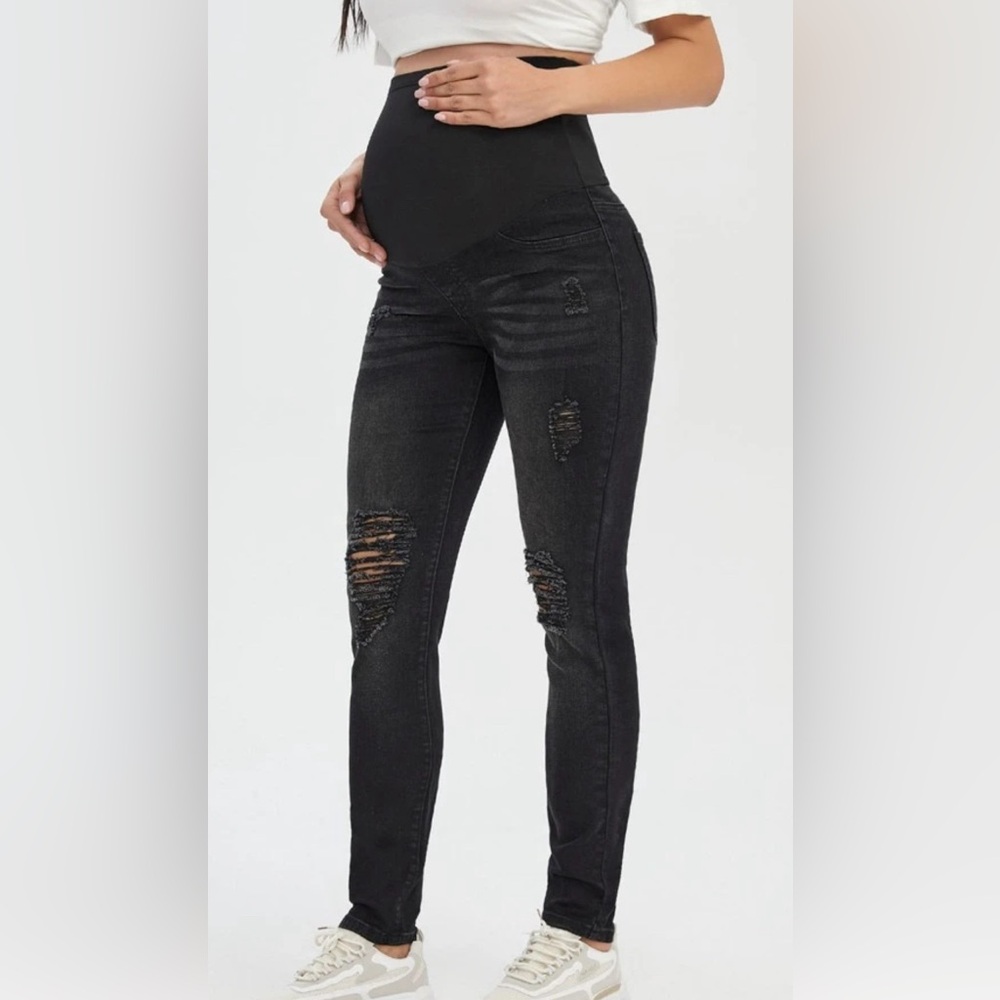 SHEIN Maternity distressed black Skinny Jeans s XL